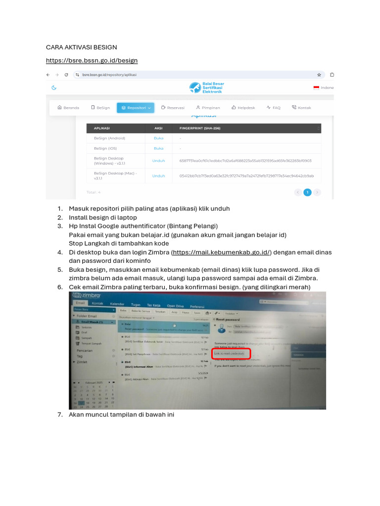 Panduan Aktivasi Aplikasi Besign | PDF