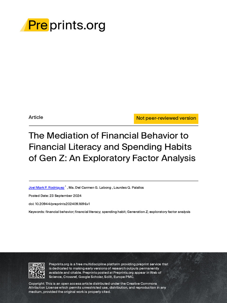 Gen Z Financial Literacy and Behavior Analysis | PDF | Cost Of Living ...