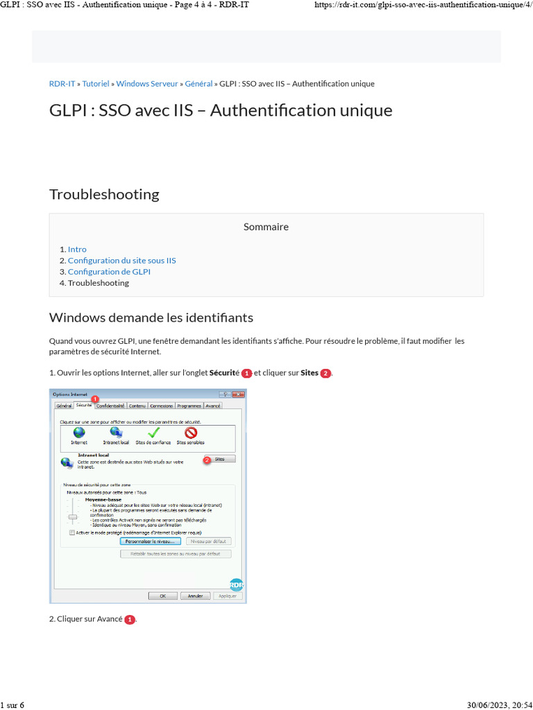 GLPI SSO avec IIS : Guide de configuration | PDF | Serveur ...