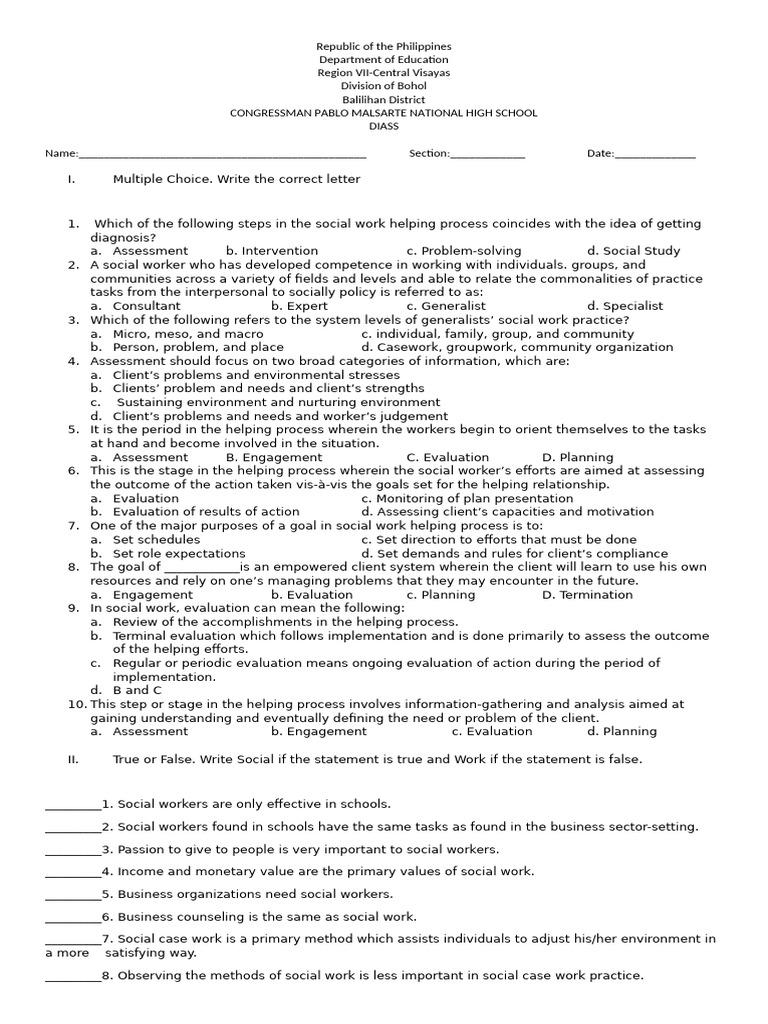 summative test clientele social work | PDF | Evaluation | Social Work