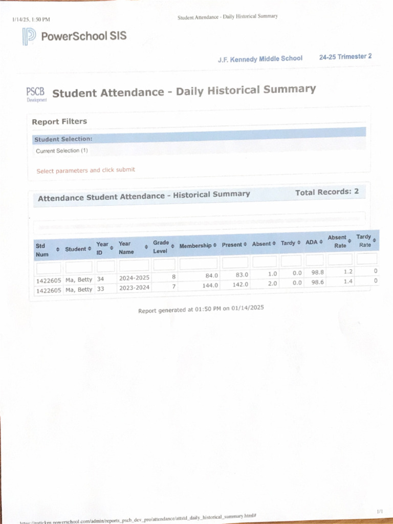 2024-2025&2023-2024 Transcript and Attendance Record | PDF