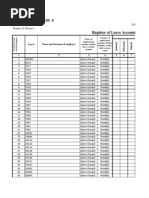 Form - G - Register of Leave Account During The Calendar Year 2012