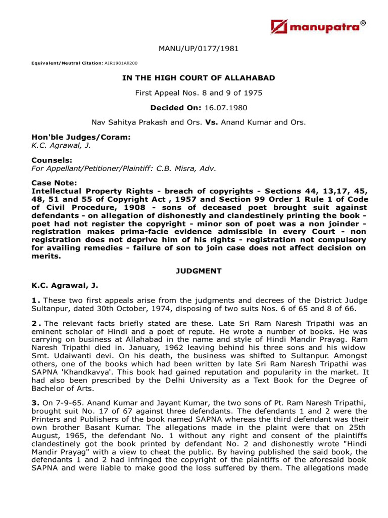 Copyright Infringement Case Analysis | PDF | Lawsuit | Copyright