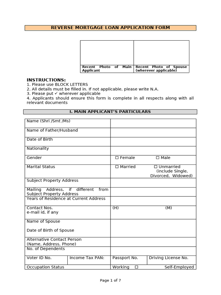 Format-Loan Application Form | PDF | Mortgages | Loans