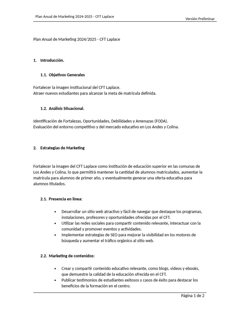 Plan Anual de Marketing 2024 | PDF | Marketing | Publicidad online