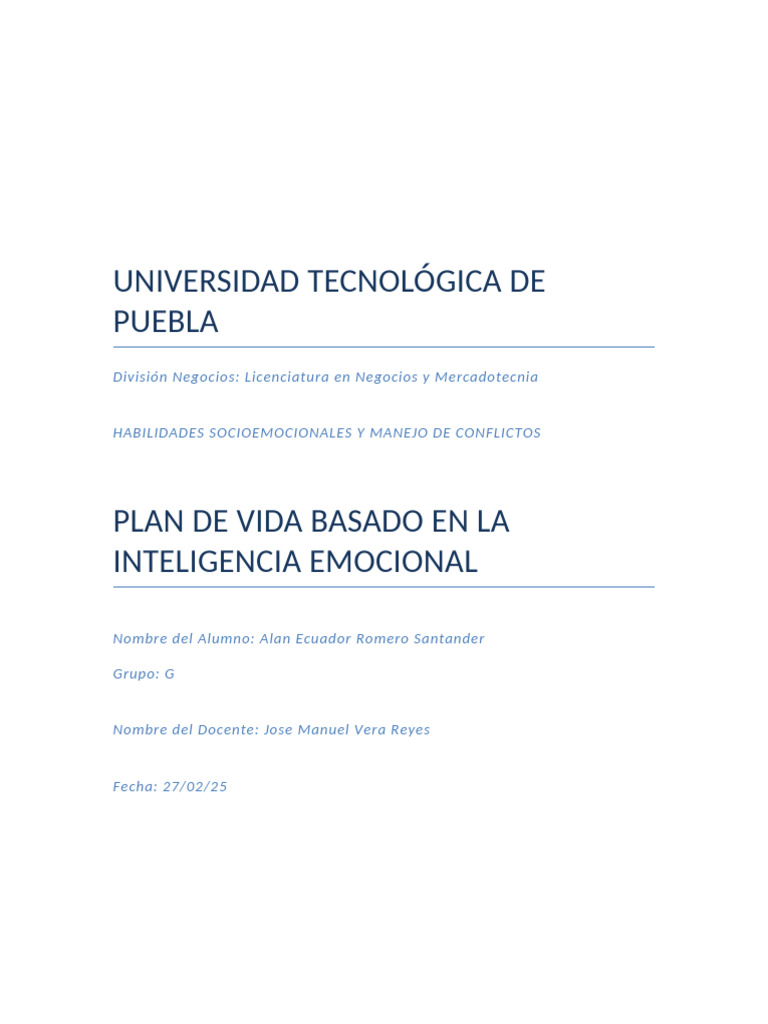 Plan de Vida y Inteligencia Emocional | PDF