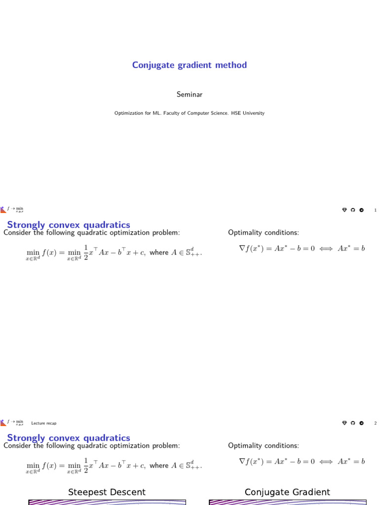 Conjugate Gradient Method Overview | PDF | Mathematical Optimization ...