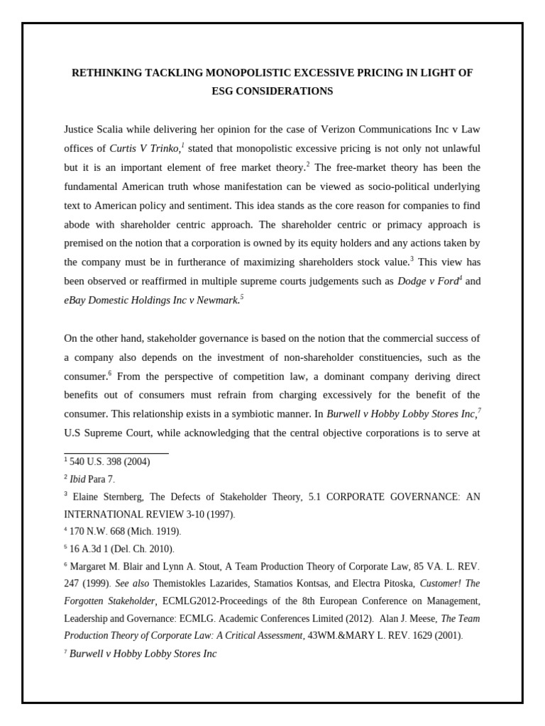 Rethinking Monopolistic Pricing and ESG | PDF | Monopoly | Competition Law