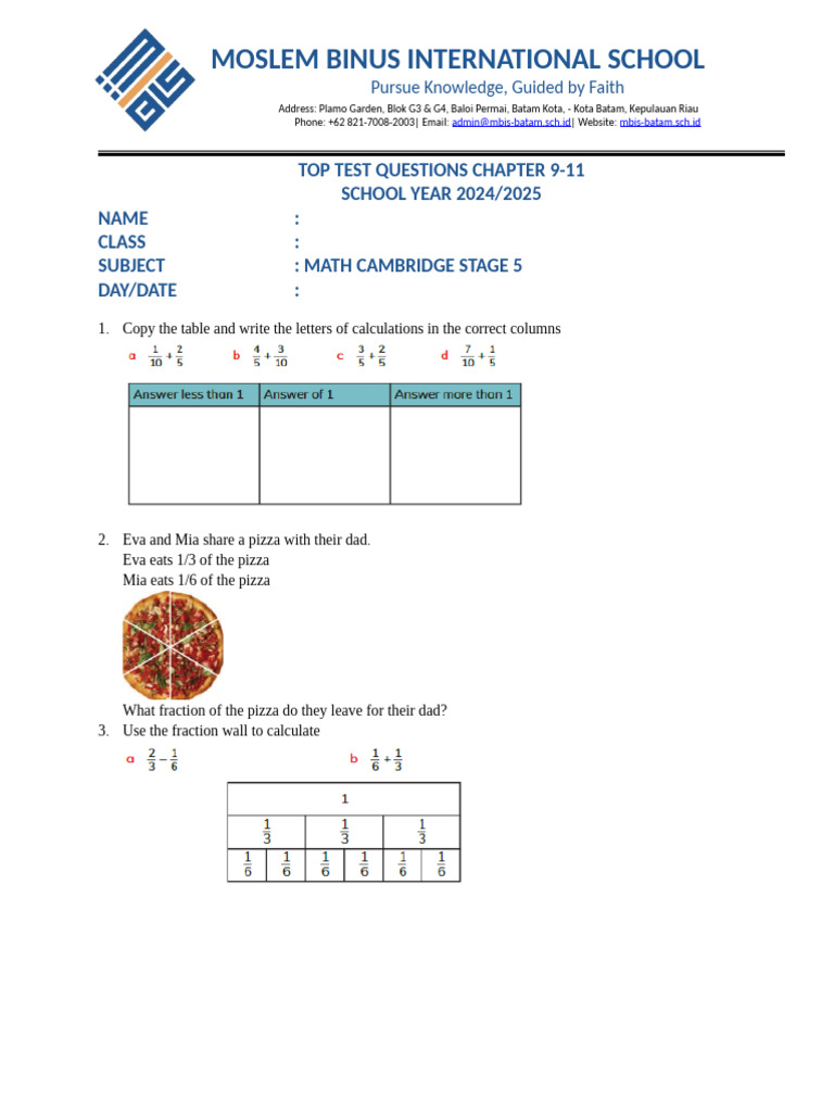 Grade 5 Maths Question Paper 2024/2025 | PDF