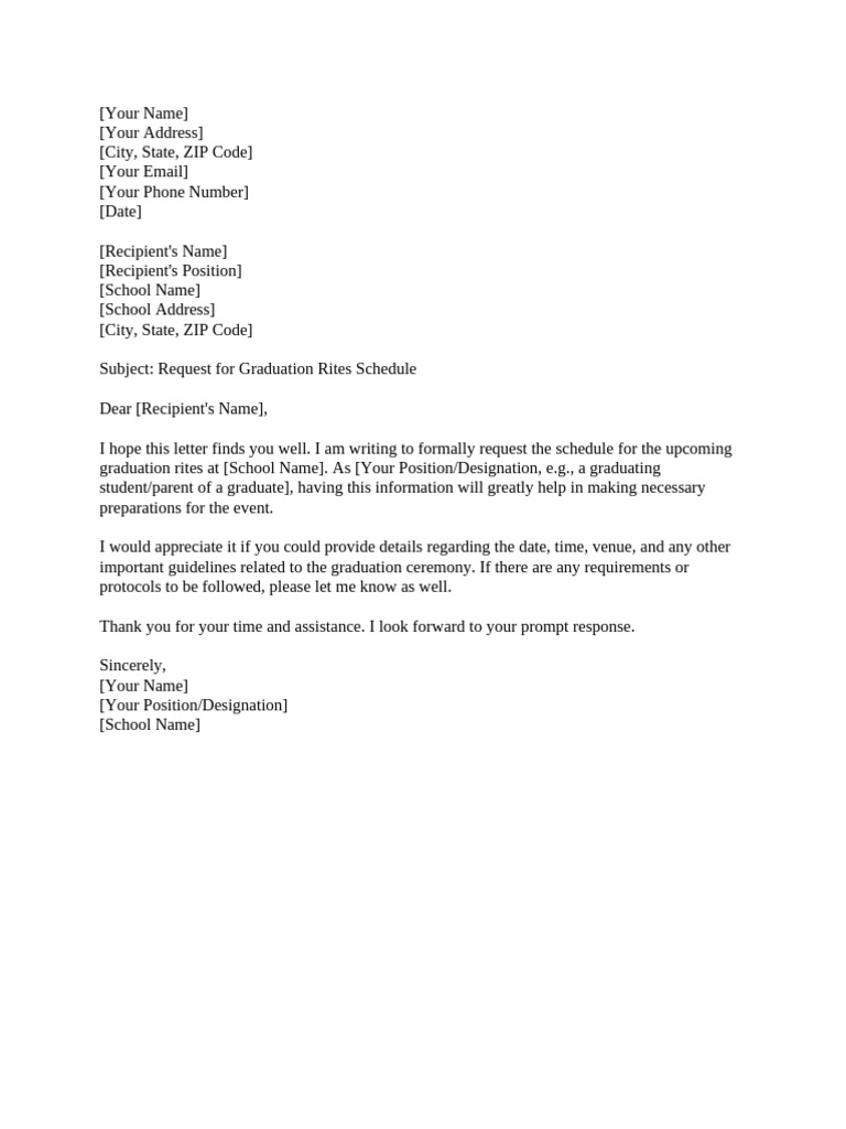 Graduation Ceremony Schedule Request | PDF
