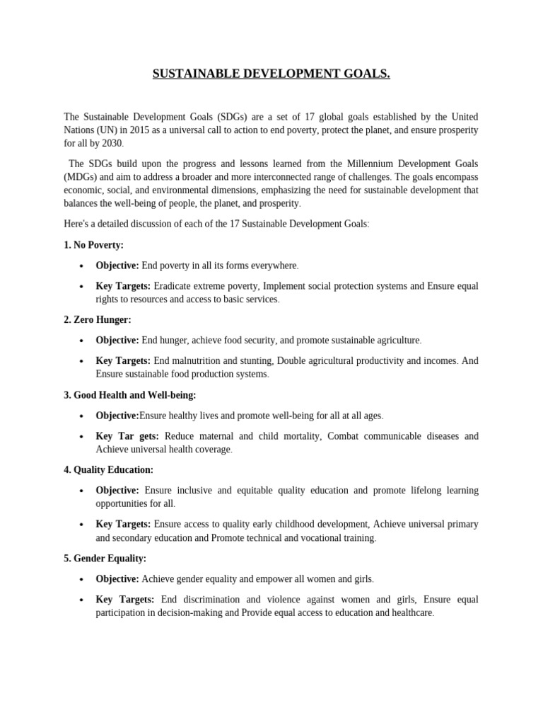 Overview of Sustainable Development Goals | PDF | Sustainability ...