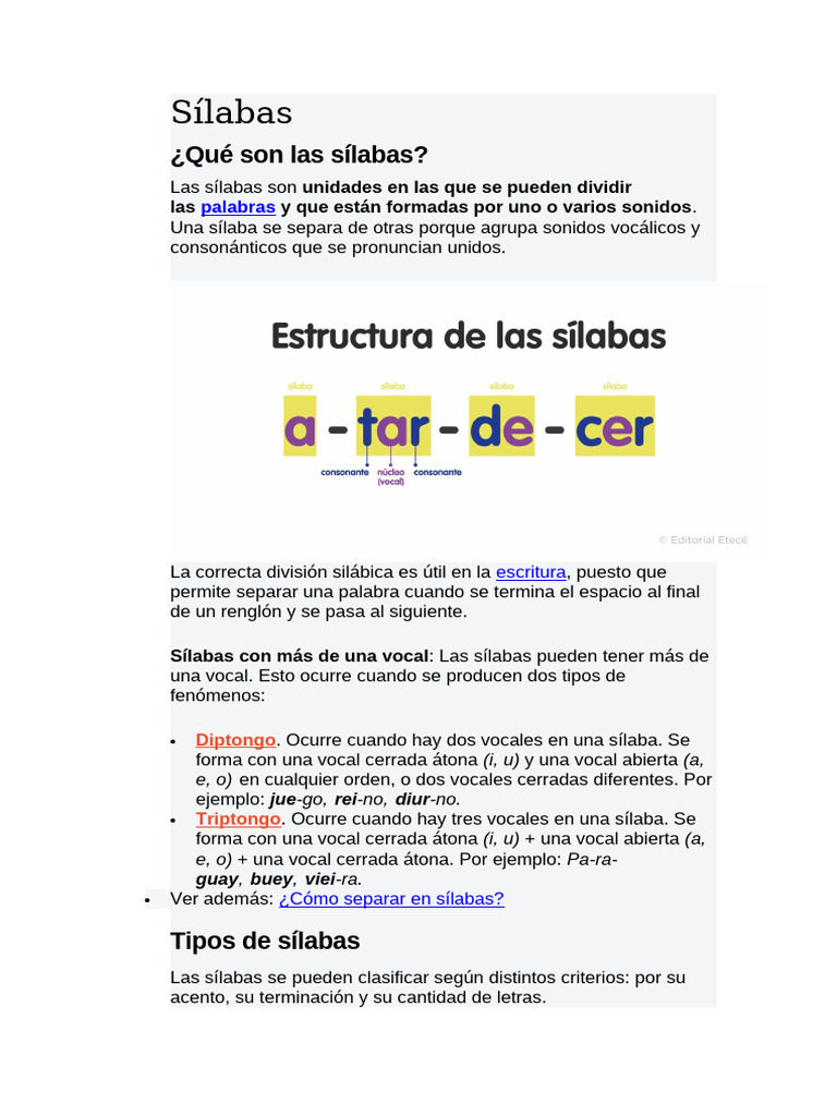 Sílaba tónica y separación de "ejército" | PDF | Sílaba | Vocal