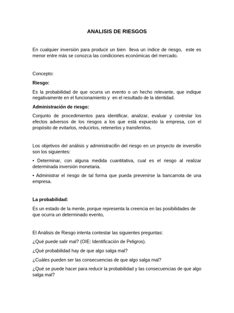 Análisis y Gestión de Riesgos Empresariales | PDF | Riesgo | Probabilidad