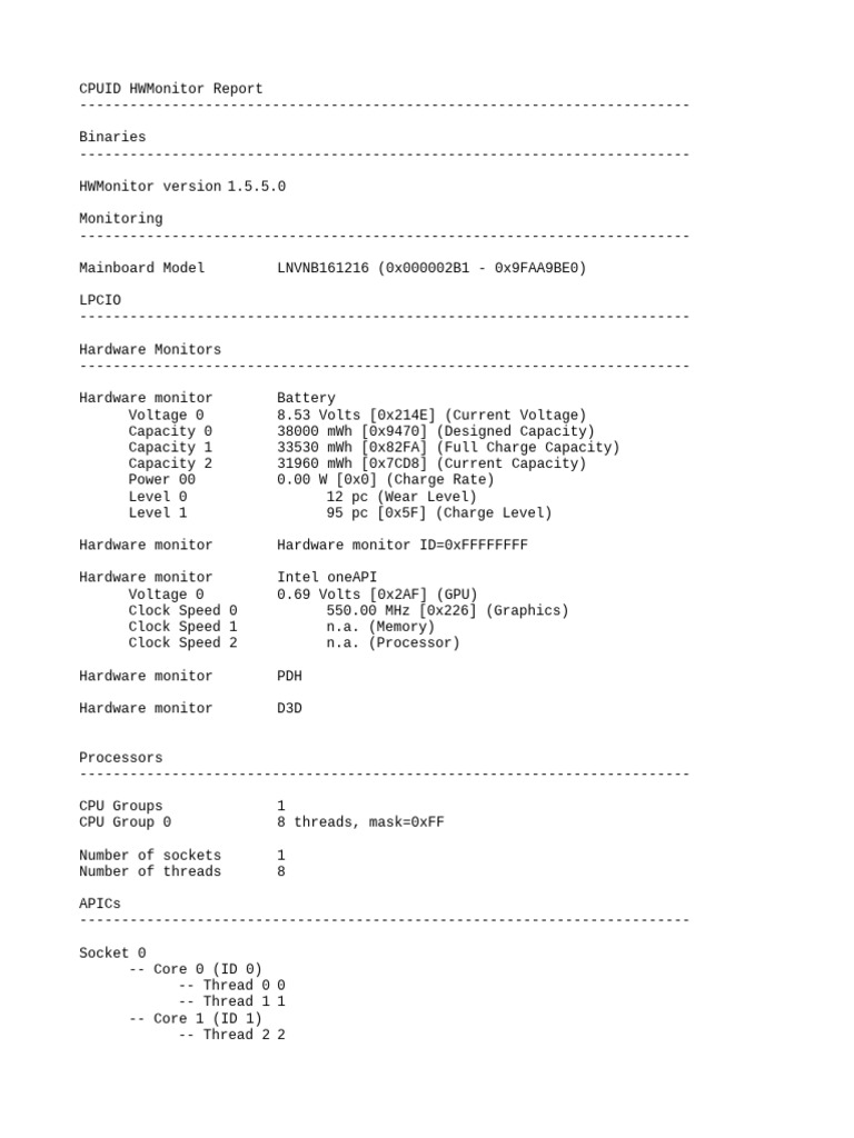 CPUID HWMonitor System Report | PDF | X86 Architecture | Computer ...