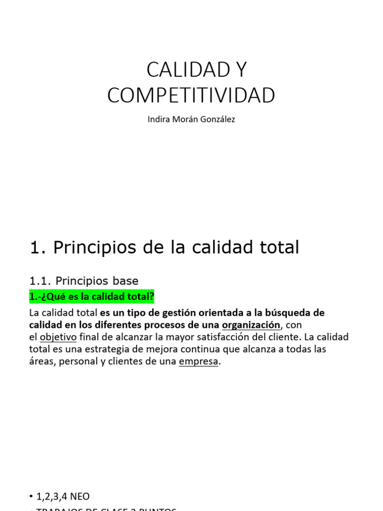 Principios de Calidad Total en Empresas | PDF | Calidad (comercial ...