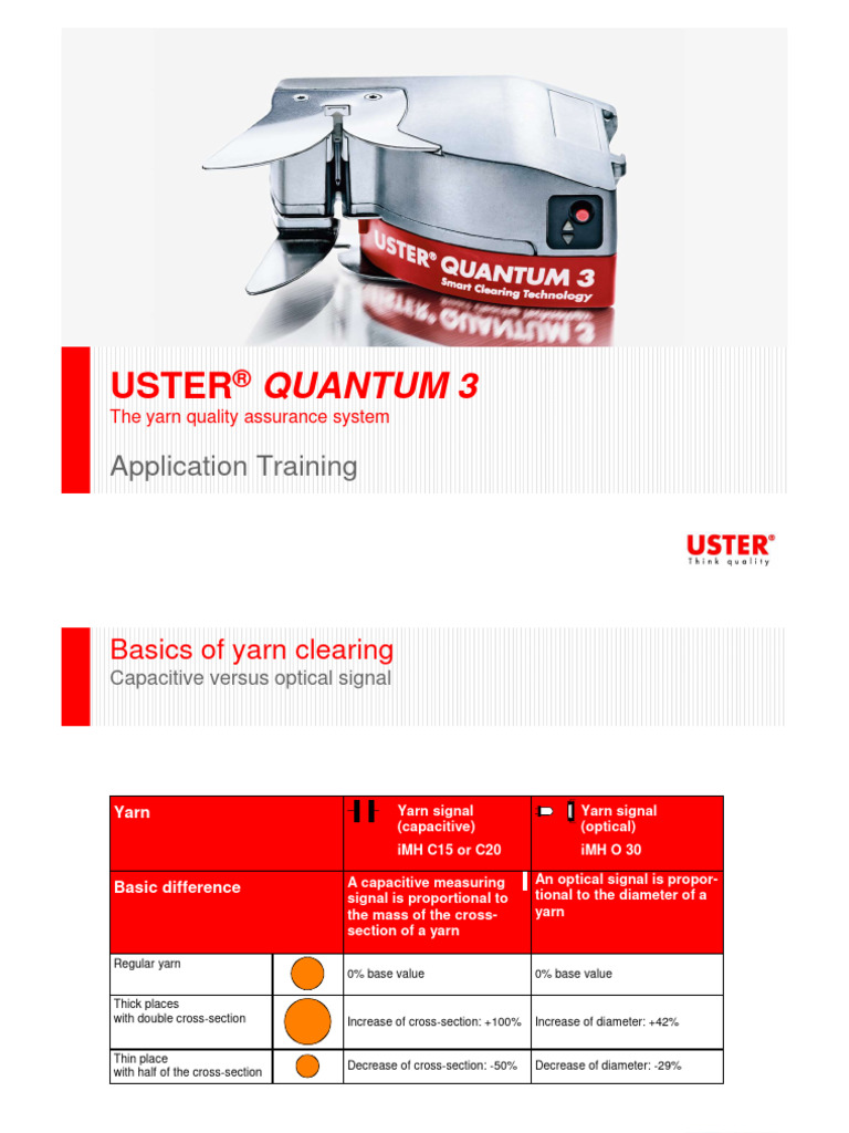USTER Quantum 3 Yarn Clearing Guide | PDF | Yarn | Spinning (Textiles)