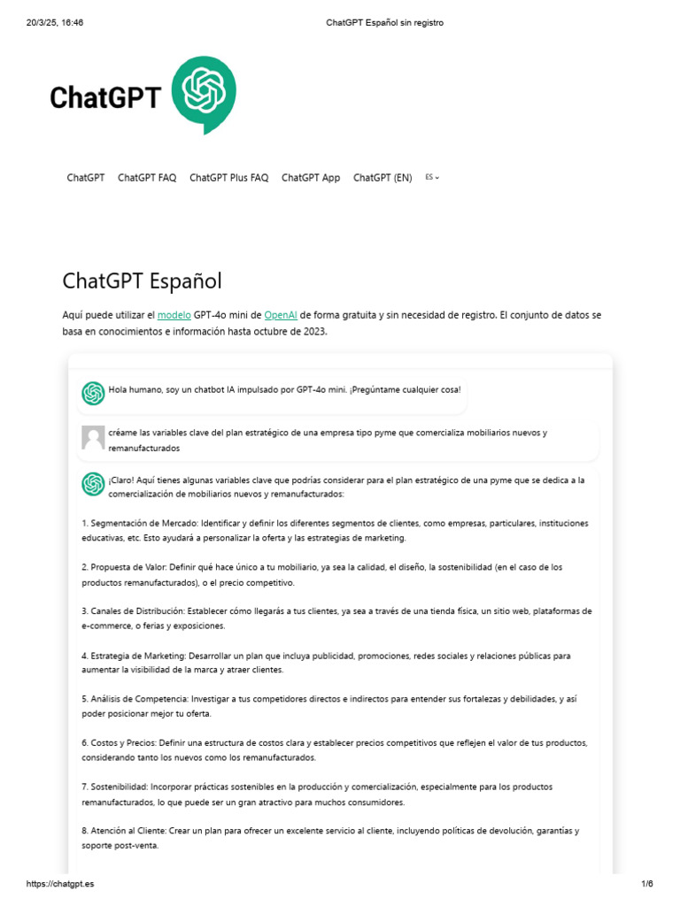 ChatGPT español gratis online y sin registro