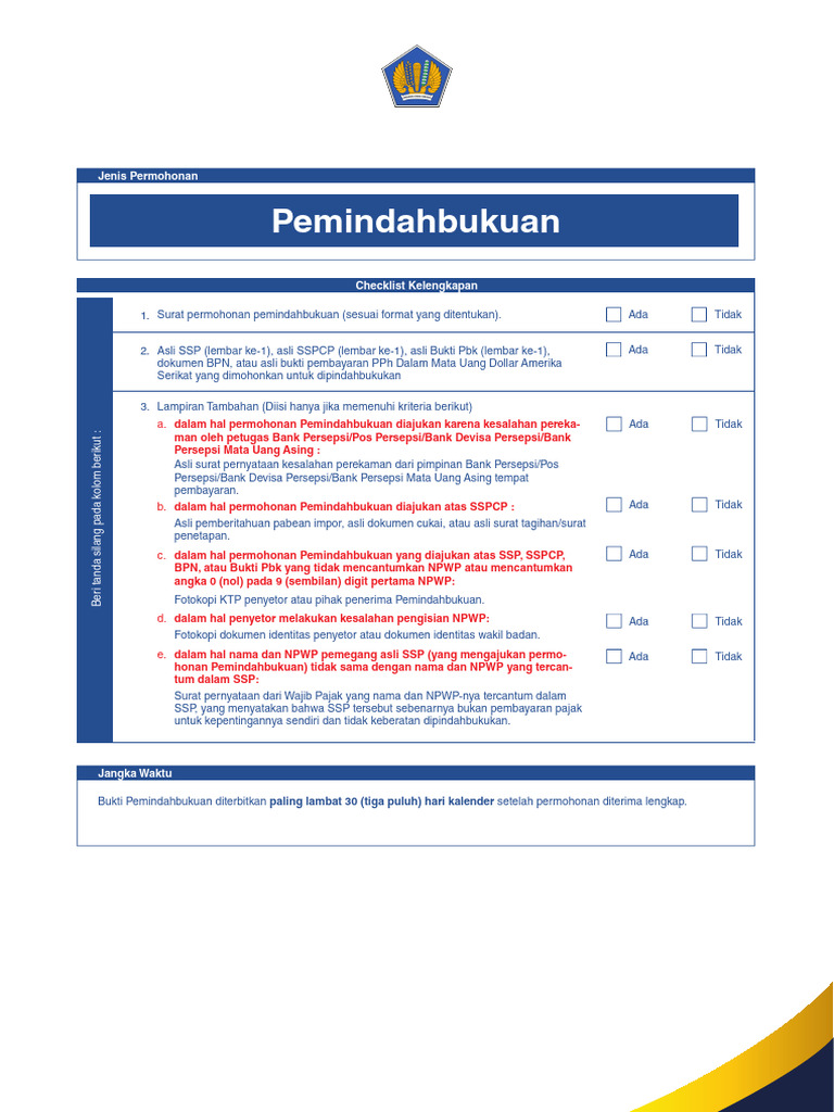 Panduan Permohonan Pemindahbukuan Pajak | PDF