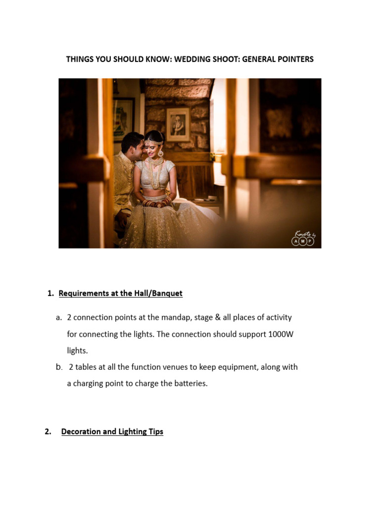 KnotsbyAMP Shoot Document - General Pointers | PDF | Bride