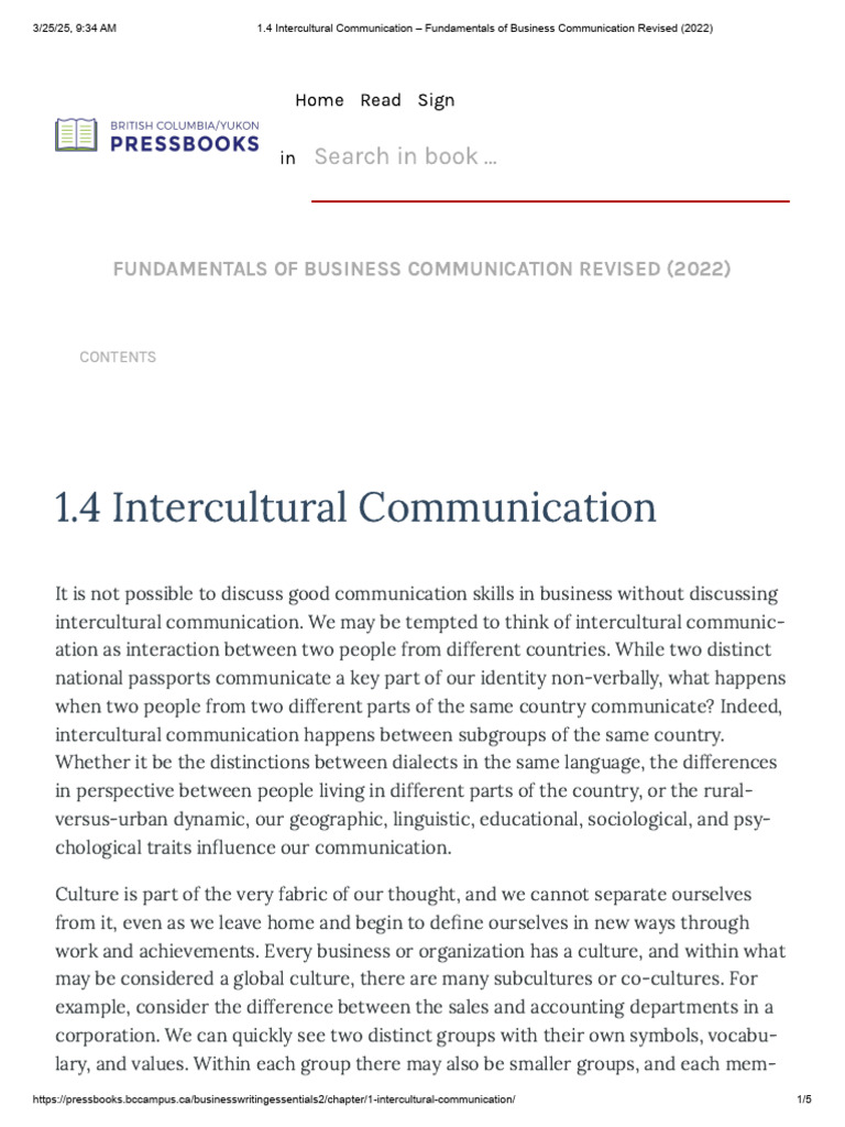 1.4 Intercultural Communication - Fundamentals of Business ...