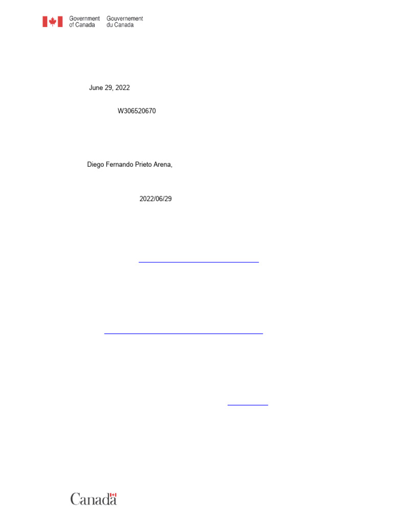 Immigration Application Confirmation Notice | PDF