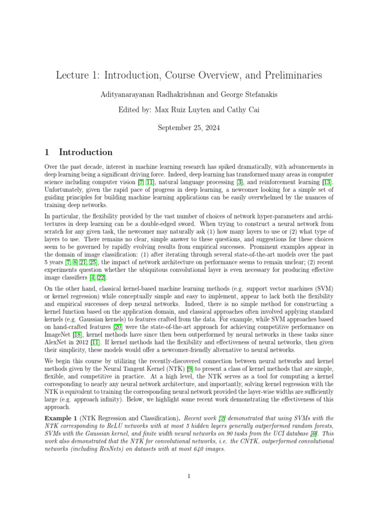 Machine Learning: NTK and RFMs Overview | PDF | Eigenvalues And ...