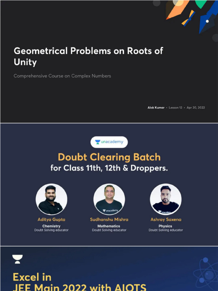 Geometrical Problems On Roots of Unity With Anno | PDF