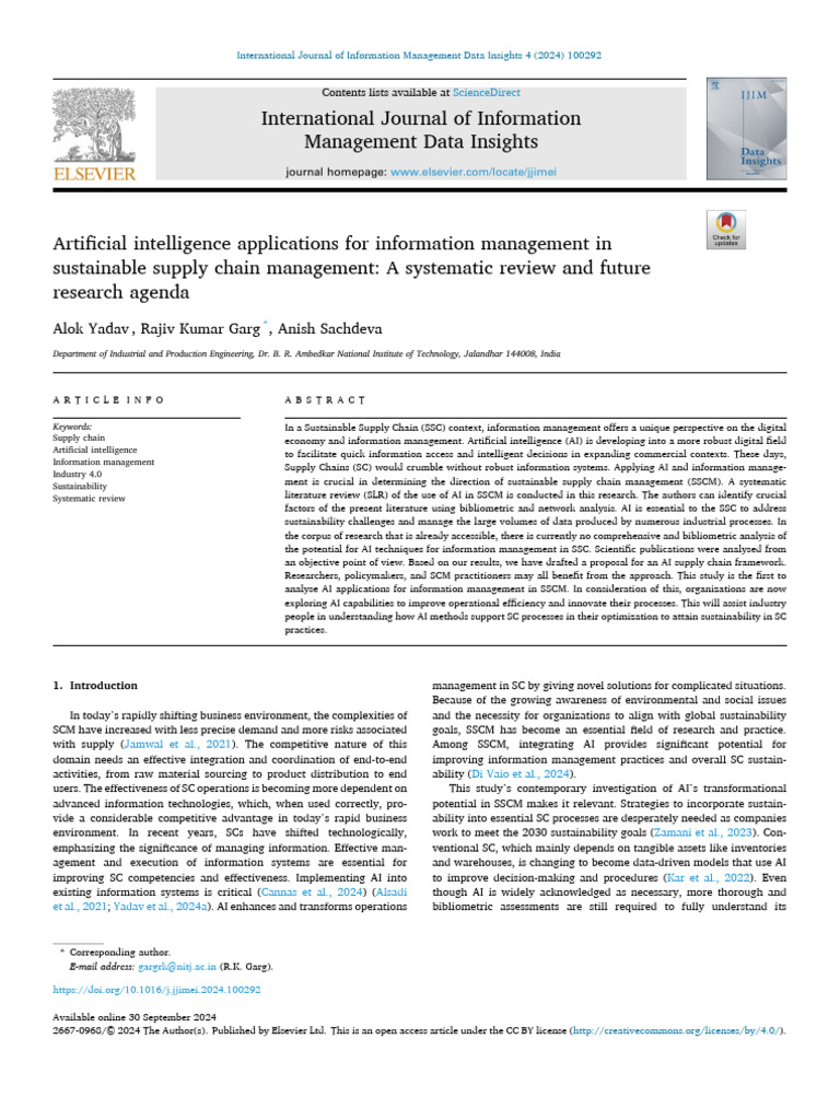 AI in Sustainable Supply Chain Management | PDF | Artificial ...