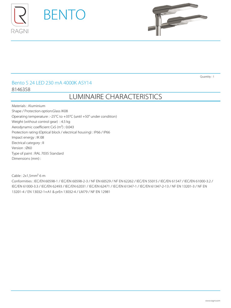 Bento Roadway Lighting Specifications | PDF | Lighting | Light Emitting ...