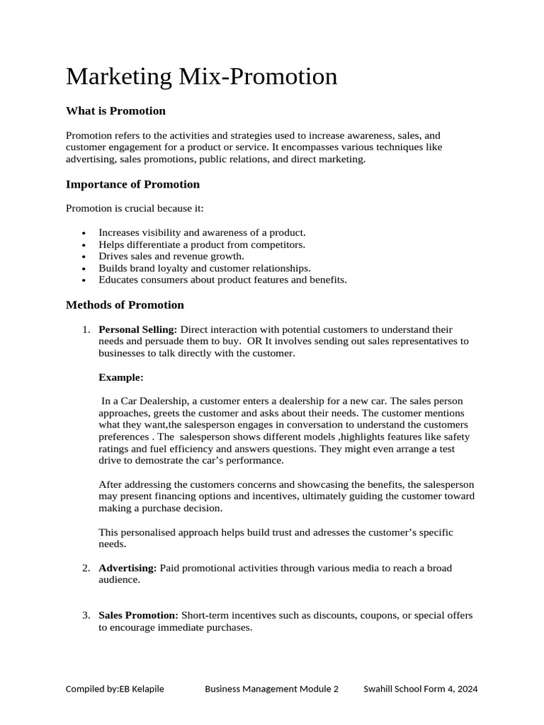 Understanding Promotion in Marketing Mix | PDF | Advertising | Sales