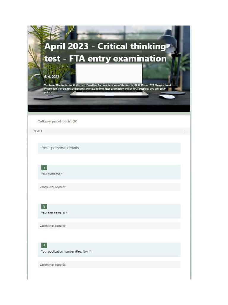 Sample Online Test Pdf