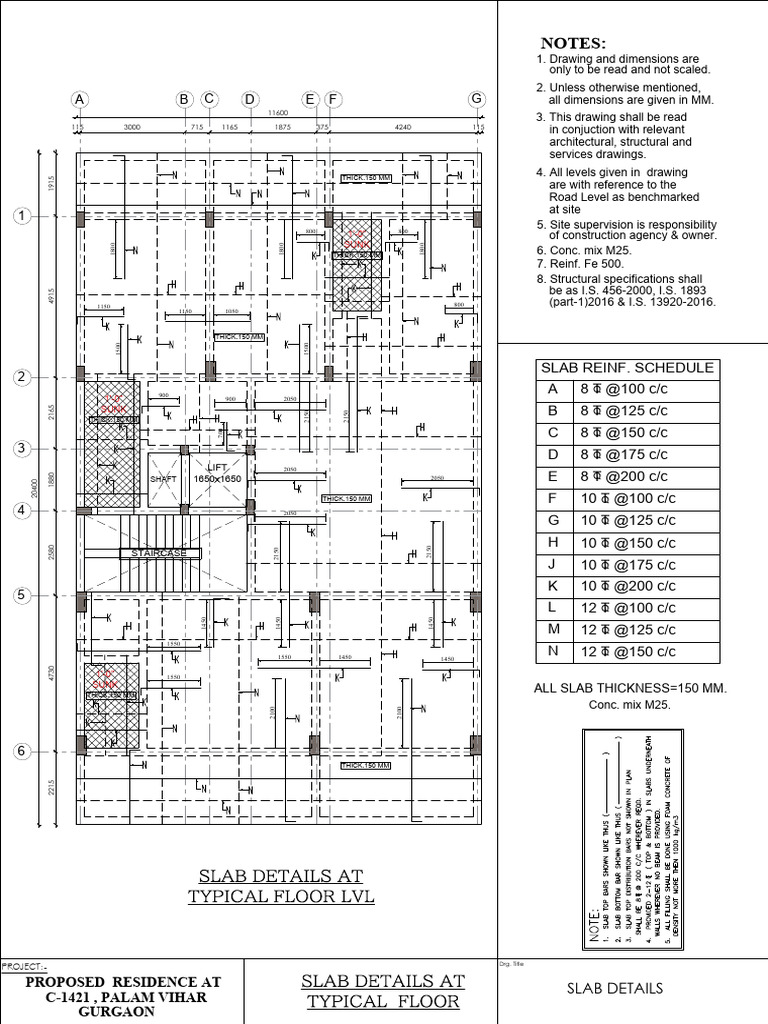 Slab Details for C-1421 Residence | PDF