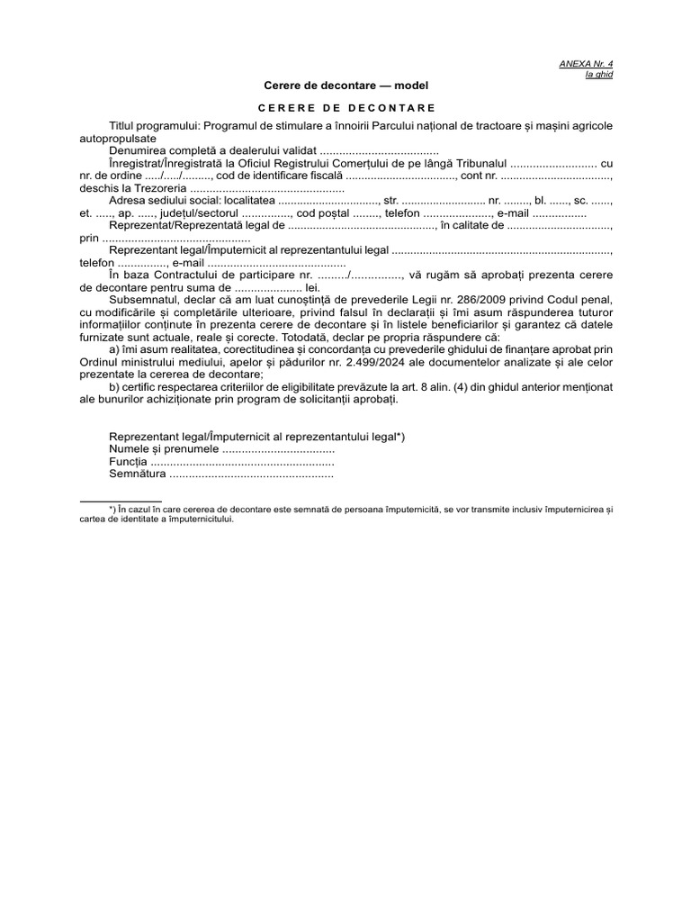 Cerere de Decontare Program Rabla Pentru Tractoare | PDF