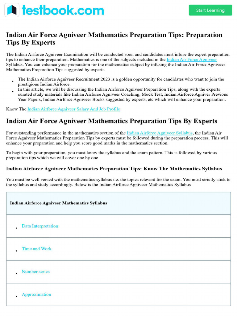 Indian Air Force Agniveer Mathematics Preparation Tips - Preparation ...