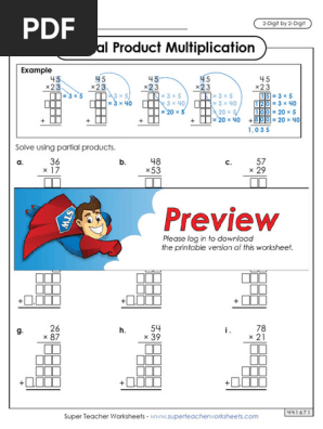 Partial Products Worksheets 5th Grade