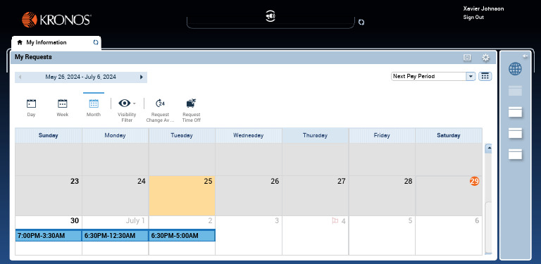 Xavier Johnson's Work Schedule Overview | PDF