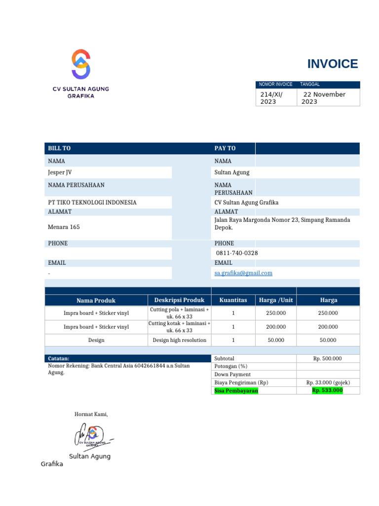 Invoice PT Tiko Teknologi Indonesia | PDF