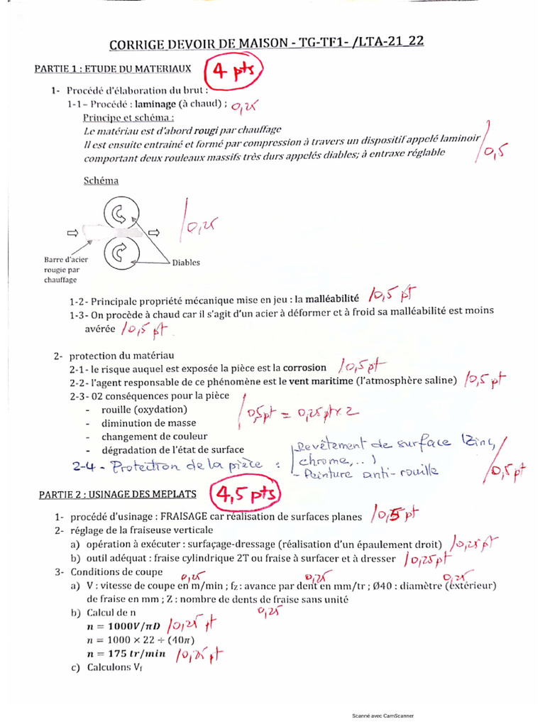 Corrige + Barème DM 01 TG Tef1 | PDF