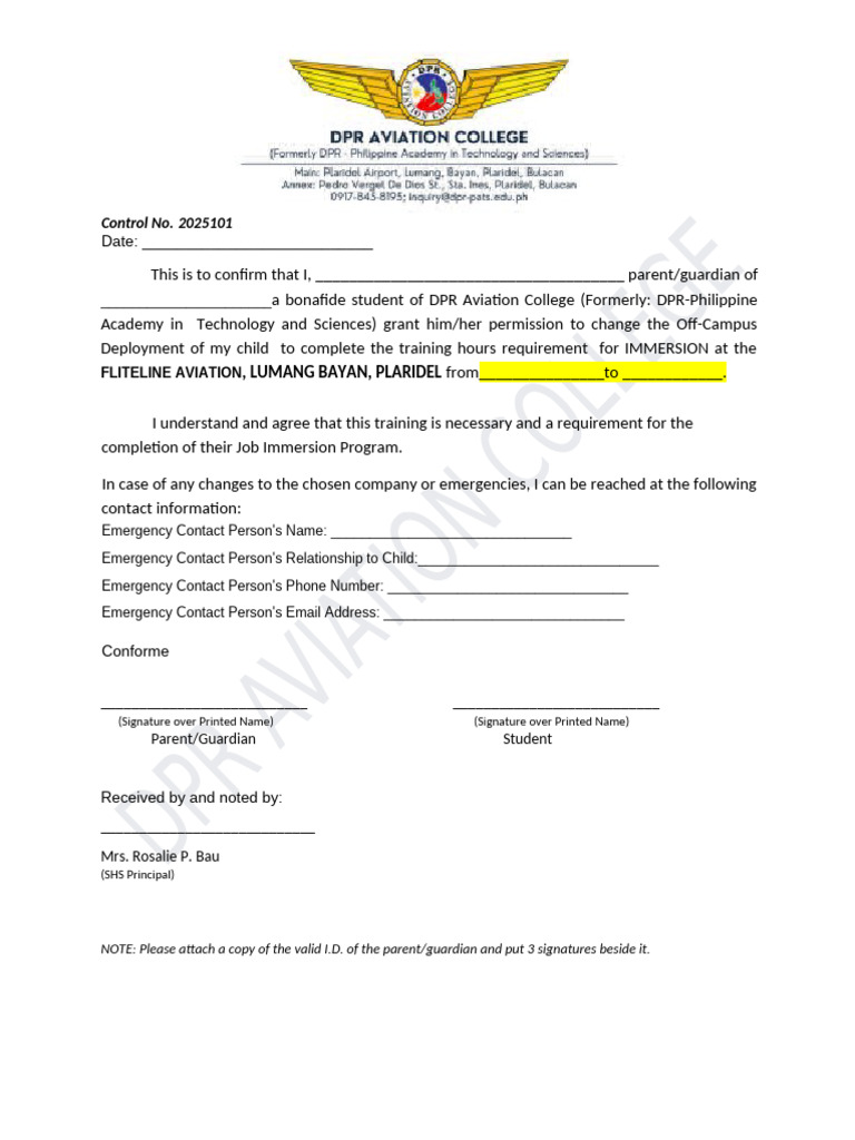 SHS - Waiver - Letter - Change of Deployment | PDF