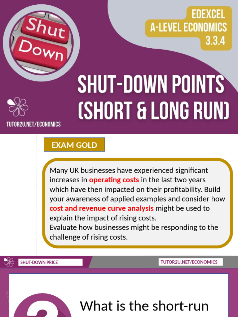 Shut Down Point Presentation Pdf Long Run And Short Run Economies
