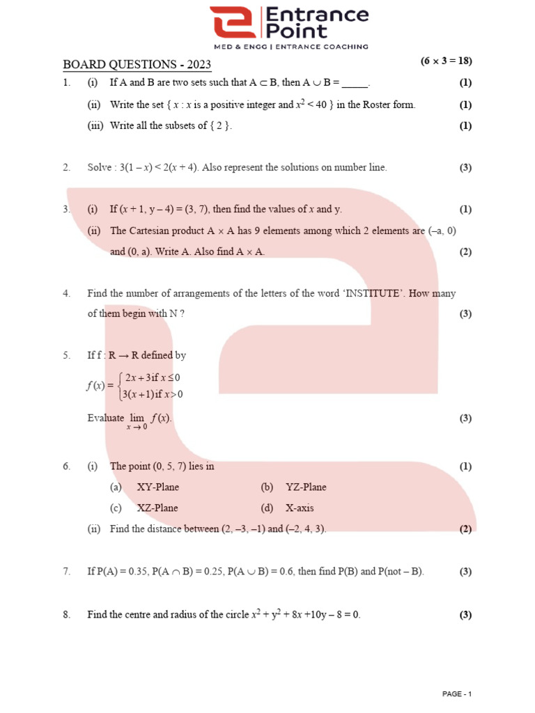 Math Problem Set and Solutions | PDF | Ellipse | Mathematics