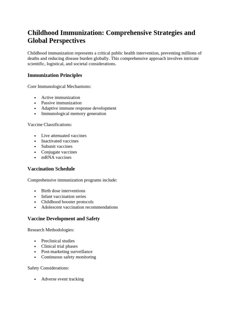 Childhood Immunization Strategies Explained | PDF