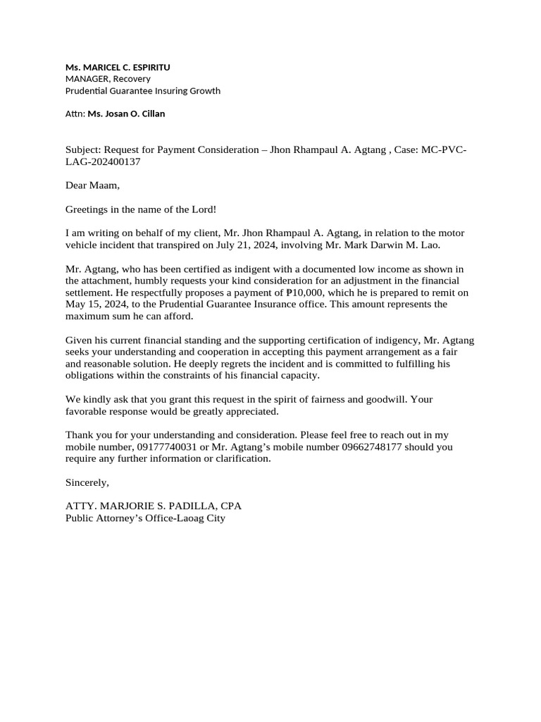 Payment Request for Jhon Agtang | PDF