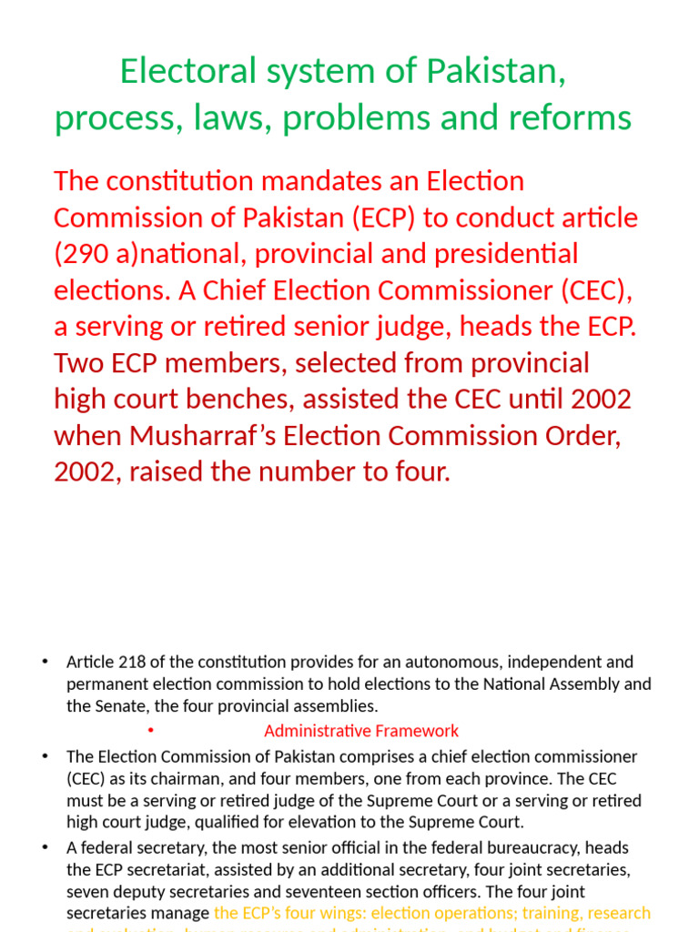 Pakistan's Electoral System: Laws & Reforms | PDF | Elections | Government