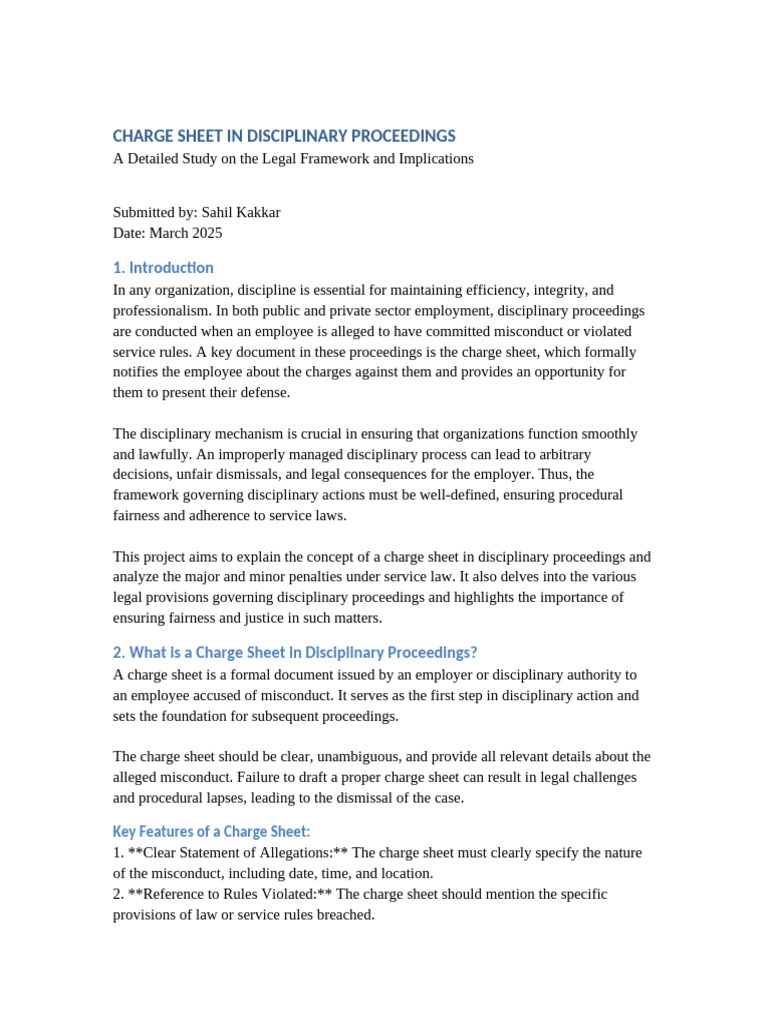 Charge Sheet in Disciplinary Proceedings | PDF | Employment | Disciplines