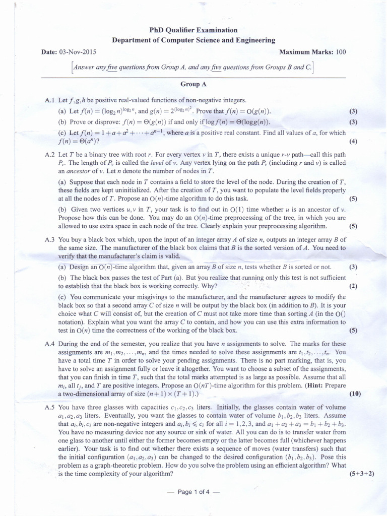 PhD Qualifier Exam Overview | PDF | Function (Mathematics) | Vertex ...