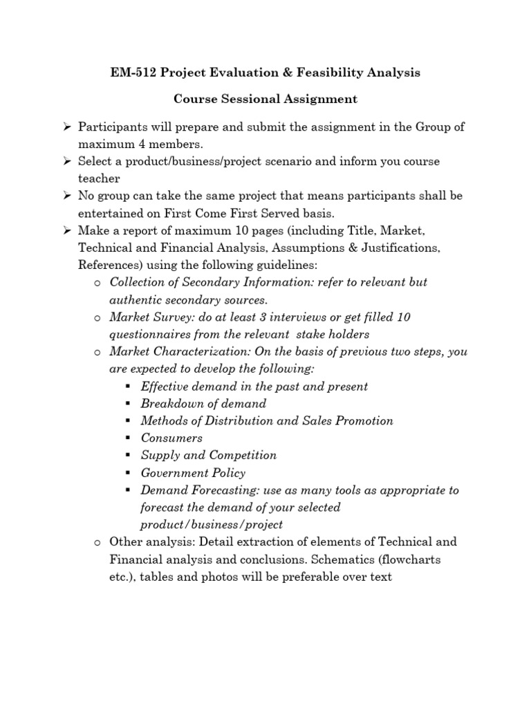 EM-512 Project Evaluation Guidelines | PDF