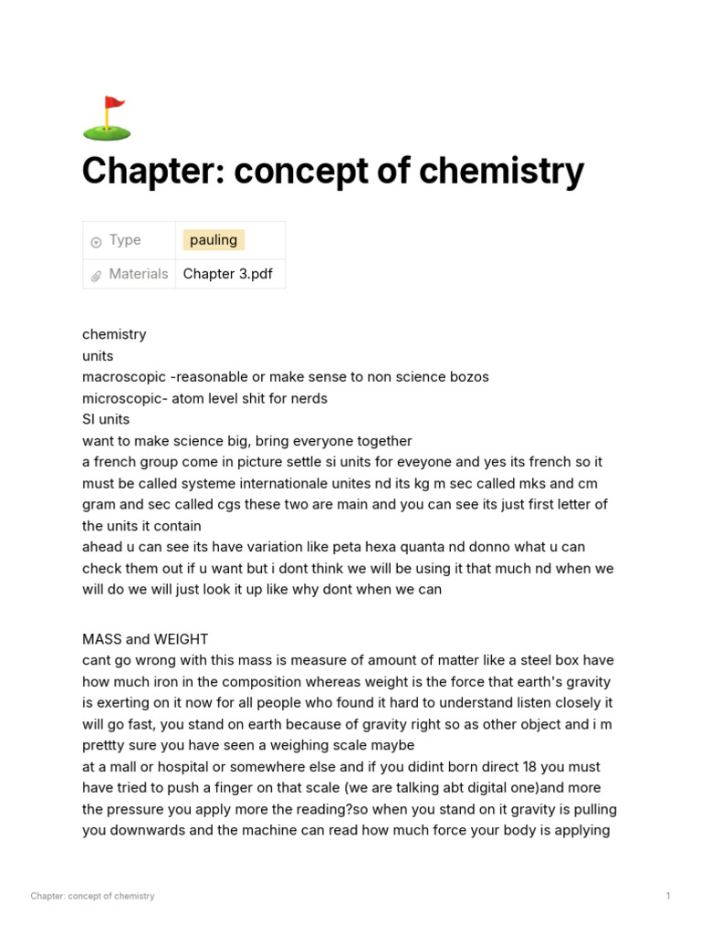 Chapter Concept of Chemistry | PDF | Significant Figures | Weight