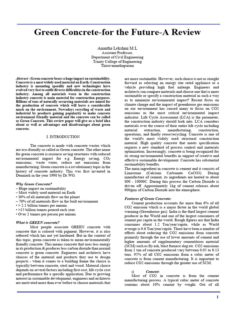 Green Concrete: Sustainable Construction Solutions | PDF | Concrete ...