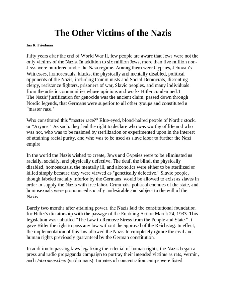 The Other Victims of The Nazis PDF Nazi Germany Nazism